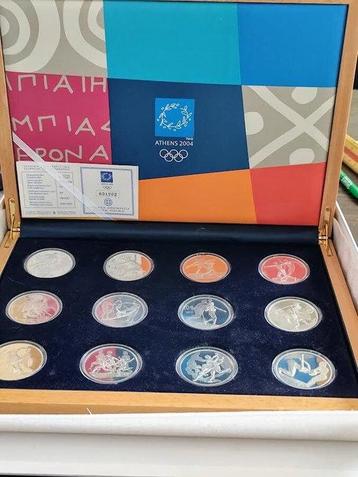 Griekenland. 12 Coin Sterling Silver Coin Set. 2004 Athens, Postzegels en Munten