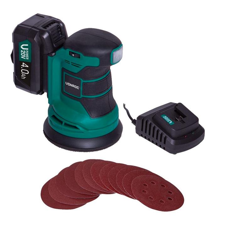 Accu schuurmachine 20V - Ø125mm – 4.0Ah | Incl. accu &, Doe-het-zelf en Bouw, Gereedschap | Schuurmachines, Nieuw, Verzenden
