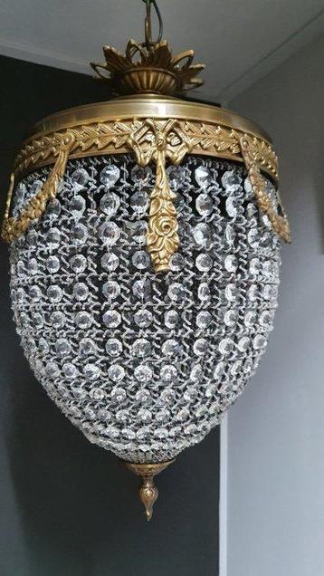 Lustre - cristal de laiton - Lampe suspendue vintage en