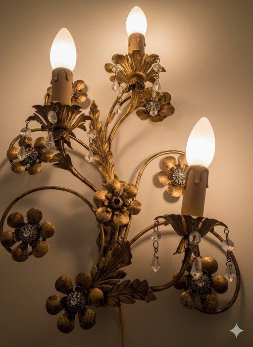 Wandkandelaar (3) - Glas, Kristal, Metaal, Antiek en Kunst, Curiosa en Brocante