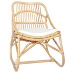 vidaXL Stoel rattan en linnen, Huis en Inrichting, Fauteuils, Verzenden, Nieuw