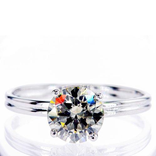 Zonder Minimumprijs - Verlovingsring - 14 karaat Witgoud -, Handtassen en Accessoires, Antieke sieraden