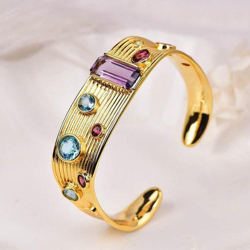 Zonder Minimumprijs - Armband Zilver - Gemengde edelstenen -, Handtassen en Accessoires, Antieke sieraden