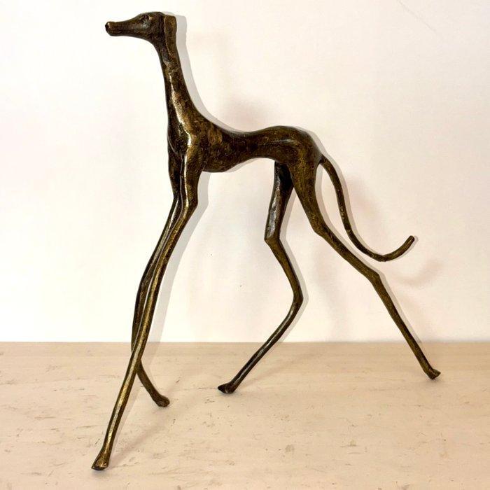Abdoulaye Derme - sculptuur, Lévrier stylisé en bronze - 33, Antiquités & Art, Curiosités & Brocante