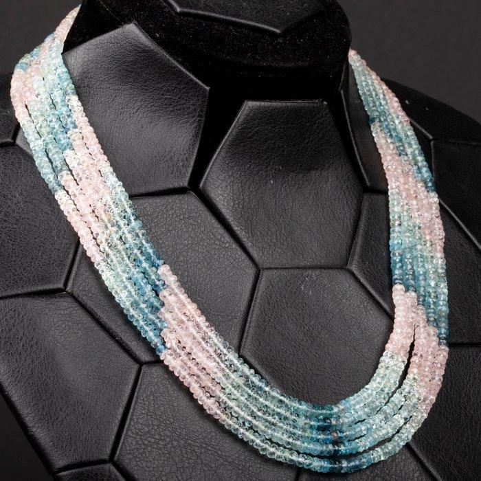 Natuurlijke Beryl Ketting – Aquamarijn en Morganiet, 320, Verzamelen, Mineralen en Fossielen