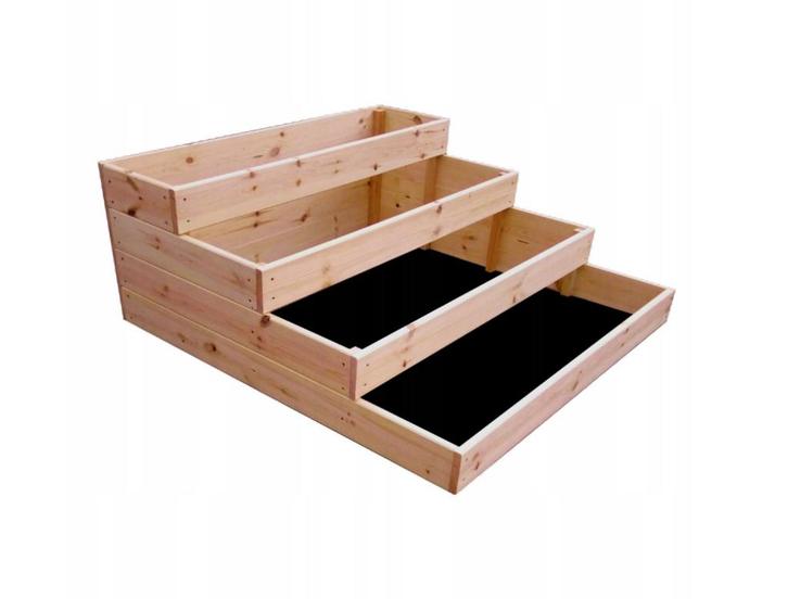 Moestuinbak - 4 lagen - 120x120x40 cm - hout - met gronddoek, Tuin en Terras, Bloembakken en Plantenbakken, Nieuw, Ophalen of Verzenden