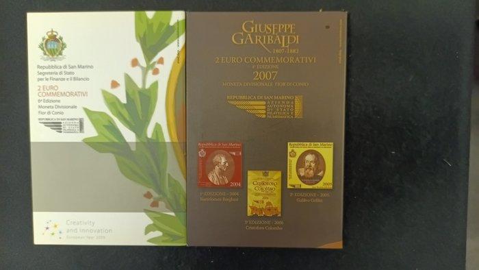 San Marino. 2 Euro 2007/2009 Garibaldi + Creatività e, Postzegels en Munten, Munten | Europa | Euromunten