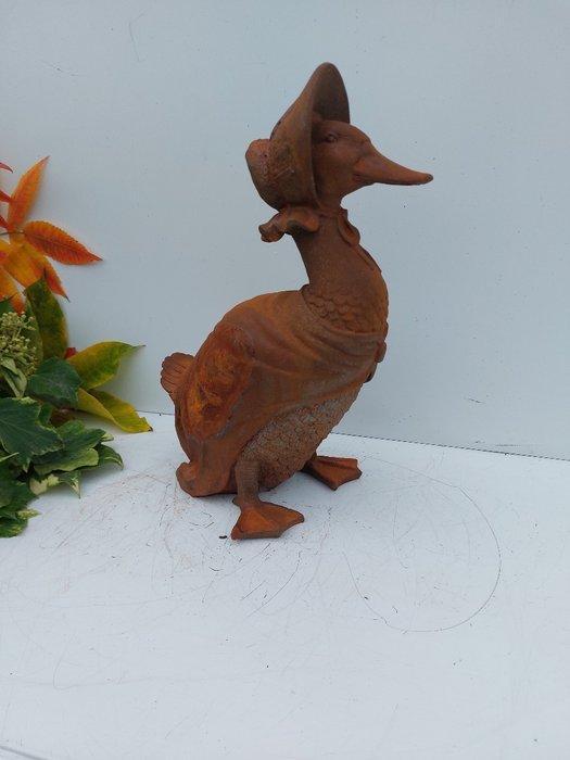 Beeld, zwaar tuinbeeld eend roestig patine - 35 cm -, Antiek en Kunst, Curiosa en Brocante