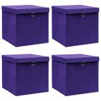 vidaXL Opbergboxen met deksel 4 st 28x28x28 cm paars, Verzenden, Nieuw