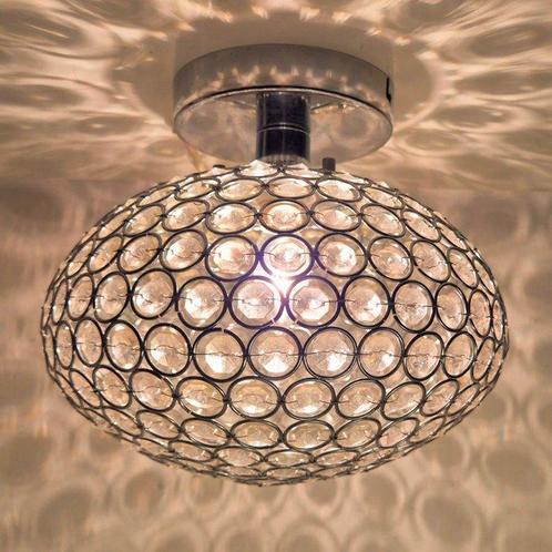 Plafondlamp - 90s Vintage UFO Kristal Lamp - Doorsnede 28, Huis en Inrichting, Overige Huis en Inrichting