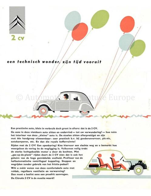 1957 CITROEN 2CV AZ BROCHURE NEDERLANDS, Boeken, Auto's | Folders en Tijdschriften