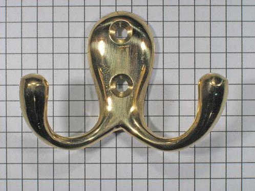 Kapstokhaak dubbel messing, Huis en Inrichting, Woonaccessoires | Kapstokken, Nieuw, Overige materialen