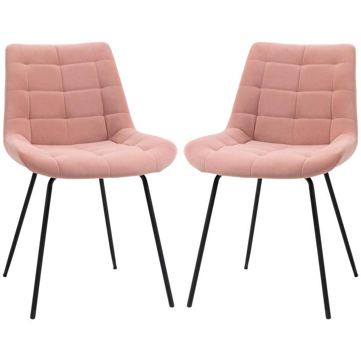 eetkamerstoel - fluwelen bekleding - roze, Huis en Inrichting, Stoelen, Nieuw, Stof, Ophalen of Verzenden