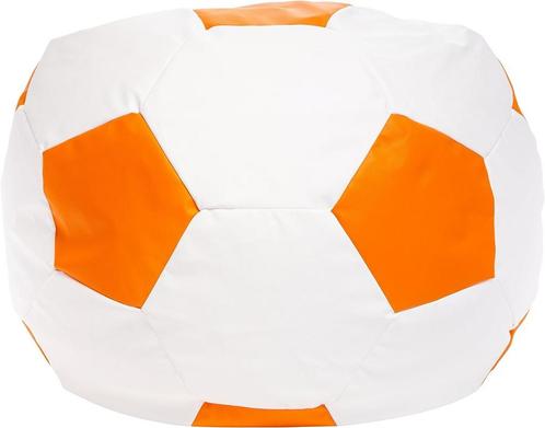 Voetbal zitzak - ecoleer - Ø 55 cm - oranje wit, Huis en Inrichting, Zitzakken, Nieuw, Ophalen of Verzenden