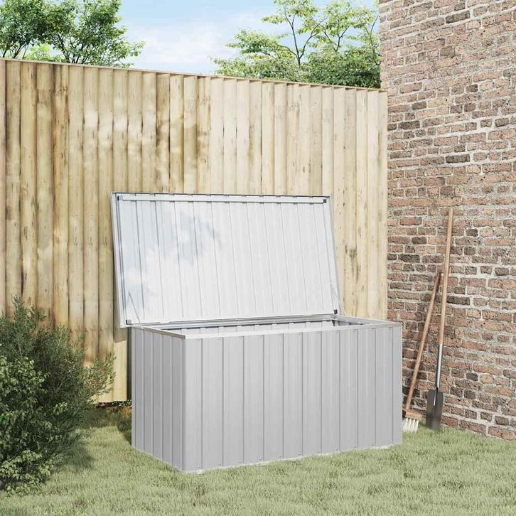 vidaXL Tuinbox 129x67x65 cm grijs, Tuin en Terras, Bergingen en Tuinkasten, Nieuw, Verzenden