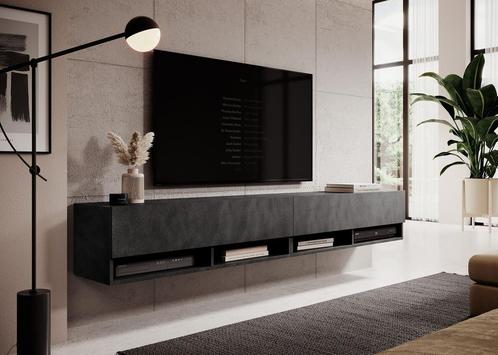 TV-Meubel Asino grijs zwevend 200cm hangend, Maison & Meubles, Armoires | Mobilier de télévision, Envoi