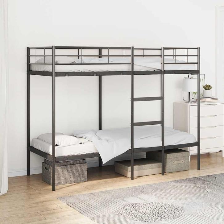 vidaXL Stapelbed zonder matras 80x200 cm staal zwart, Huis en Inrichting, Slaapkamer | Bedden, Nieuw, Verzenden