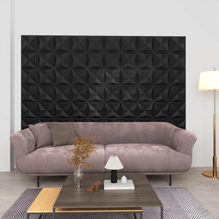 vidaXL 48 st Wandpanelen 3D origami 12 m² 50x50 cm zwart, Doe-het-zelf en Bouw, Platen en Panelen, Nieuw, Verzenden
