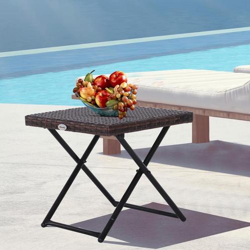 Tuinbijzettafel - BloomRattan - Opvouwbaar - Bruin, Tuin en Terras, Tuinsets en Loungesets, Nieuw, Ophalen of Verzenden