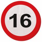 Servetten 16 Jaar Verkeersbord 33cm 20st, Hobby en Vrije tijd, Verzenden, Nieuw