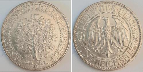 Duitsland 5 Reichsmark 1930d Eichbaum vz/stgl kl Randfehl..., Postzegels en Munten, Munten | Europa | Niet-Euromunten, België