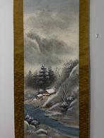 Opmerkelijk winterlandschapsschilderij met sneeuw - Zijde -