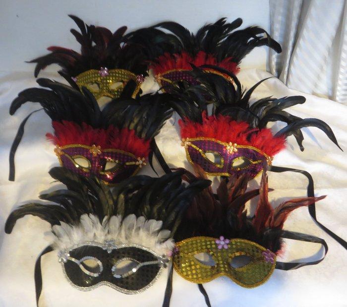 Kerstdecoratie Mangiafuoco (6) - Venetiaanse stijlmaskers –, Antiek en Kunst, Curiosa en Brocante