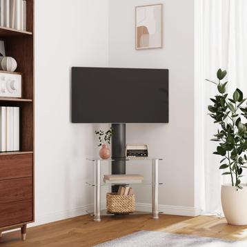 vidaXL Tv-standaard hoek 3-laags voor 32-70 inch zwart en, Verzenden, Nieuw