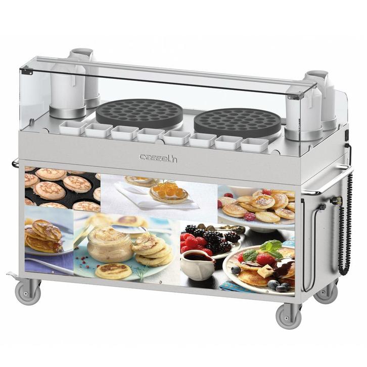 Poffertjes-Trolley | RVS | 2 Bakplaten (Ø400mm) | 5.4kW |, Zakelijke goederen, Horeca | Keukenapparatuur, Nieuw in verpakking