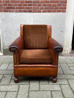 Fauteuil - Fluweel, Leder - antique Club chair, Antiek en Kunst
