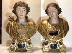 Buste, Coppia di Busti Reliquiari in Legno Intagliato e, Antiek en Kunst