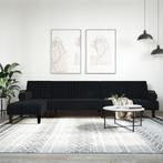 vidaXL Slaapbank L-vormig 260x140x70 cm fluweel zwart, Huis en Inrichting, Zetels | Zetels, Verzenden, Nieuw