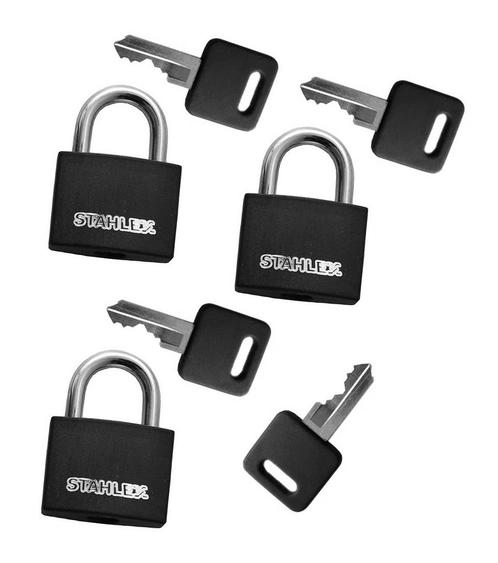 Set van 3 hangsloten (30 mm, zwart, met 4 sleutels), Doe-het-zelf en Bouw, Gereedschap | Overige machines, Nieuw, Verzenden
