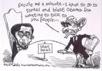 Pentekening Amerika - Praten met Iran (lijst optie), Antiek en Kunst, Verzenden