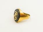 Ring - 18 karaat Geel goud - Onyx, Handtassen en Accessoires, Ringen, Nieuw
