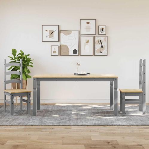 vidaXL 3-delige Eetset Panama massief grenenhout grijs, Huis en Inrichting, Complete eetkamers, Nieuw, Verzenden