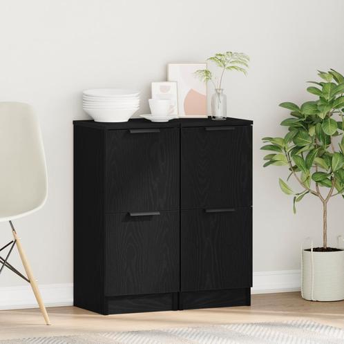 vidaXL Dressoirs 2 stuks in Zwart Eiken, 30x30x70 cm,, Huis en Inrichting, Kasten | Dressoirs, Nieuw, Verzenden