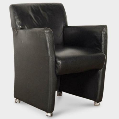 Verrijdbare vergaderfauteuil Mobitec Classico, zwart leder, Maison & Meubles, Chaises, Enlèvement ou Envoi