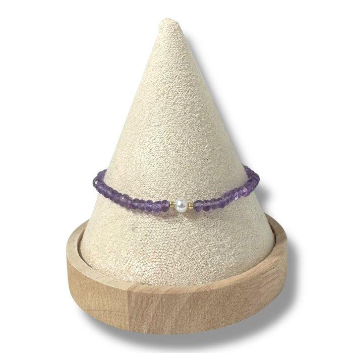 Zonder minimumprijs - Armband - 18 karaat Geel goud Amethist, Handtassen en Accessoires, Armbanden