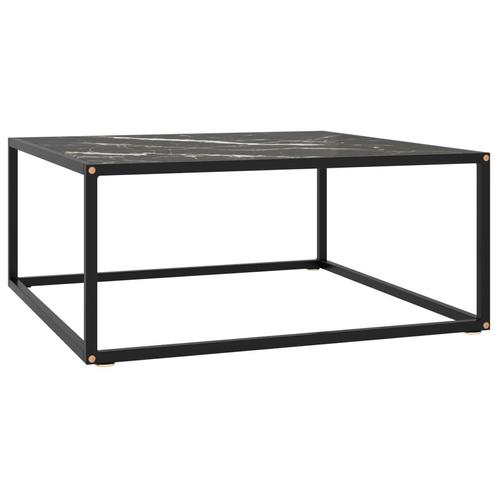 vidaXL Table basse Noir avec verre marbre noir 80x80x35, Maison & Meubles, Tables | Tables de salon, Neuf, Envoi