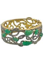 Armband Zilver, Antieke Juweel Armband met Diamanten en Jade, Handtassen en Accessoires, Armbanden, Nieuw