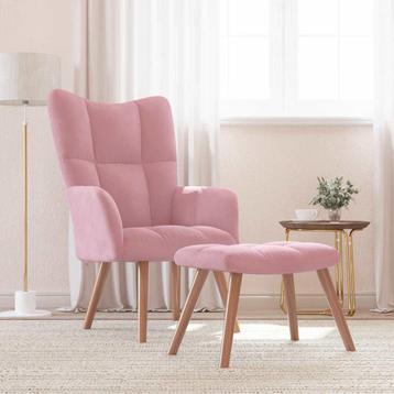 vidaXL Relaxstoel met voetenbank fluweel roze, Huis en Inrichting, Fauteuils, Verzenden, Nieuw