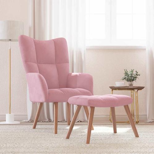 vidaXL Relaxstoel met voetenbank fluweel roze, Huis en Inrichting, Fauteuils, Nieuw, Verzenden