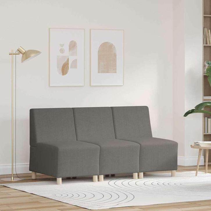 vidaXL Modulaire Sofa Eenheid Armless 3 pcs Lichtgrijs 55 x, Huis en Inrichting, Zetels | Zetels, Nieuw, Verzenden