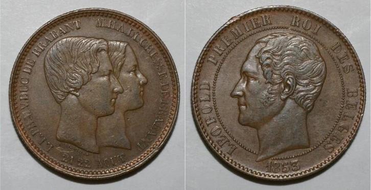 Belgique Belgie X 1 10 Centimes 1853 Léopold 1 Hochzeit d.., Timbres & Monnaies, Monnaies | Europe | Monnaies non-euro, Envoi