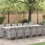 vidaXL Tuin Eettafel Set 15 pcs Lichtgrijs Polt riet, Tuin en Terras, Verzenden, Nieuw