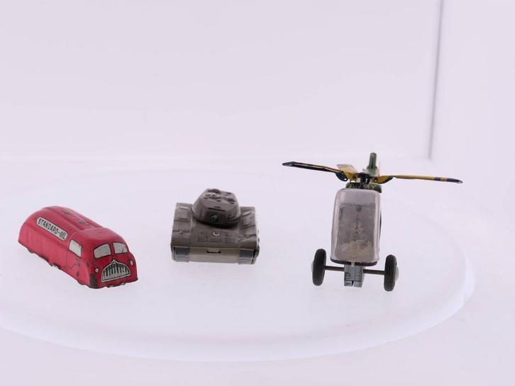 Blikken speelgoed, US-tank M15, Standard-Oil tankwagen en..., Hobby en Vrije tijd, Modelauto's | Overige schalen, Gebruikt, Ophalen of Verzenden