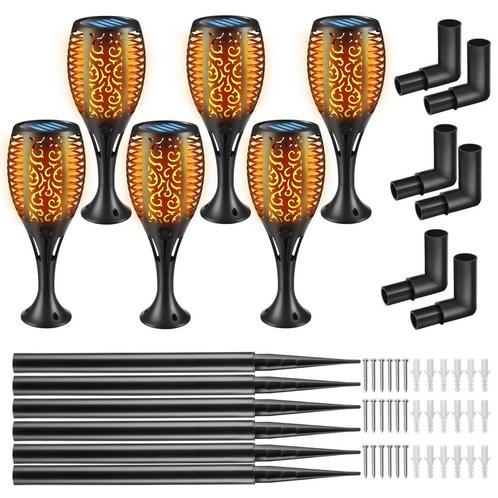 tectake Set van 6 solarlampen Flare, led, schemersensor - zw, Tuin en Terras, Overige Tuin en Terras, Verzenden