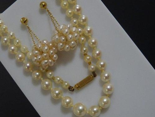 18 carats Or jaune - Parure Perles d’eau douce, Handtassen en Accessoires, Antieke sieraden