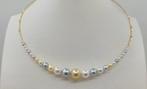Halsketting - 18 karaat Geel goud - 3x10mm Akoya Parel, Nieuw